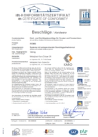 Gaminio bandymų (100 kg) sertifikatas (vokiečių, anglų k.)
